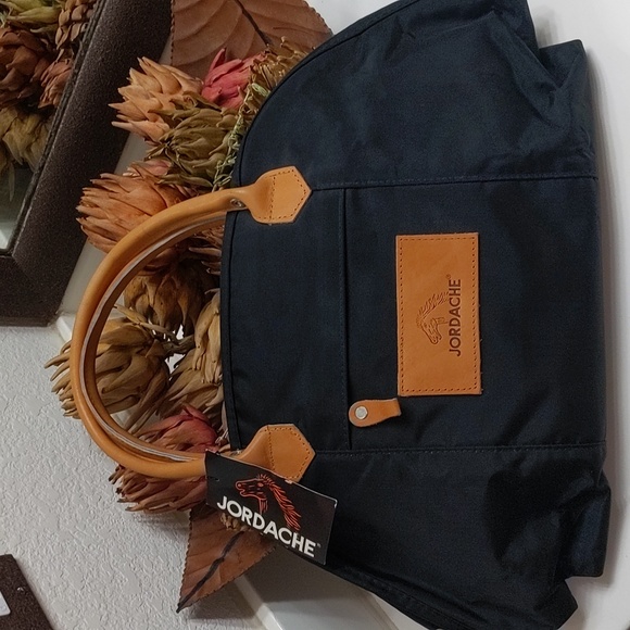 Jordache Handbags - 🐎Jordache Black Tote with Tan Handles